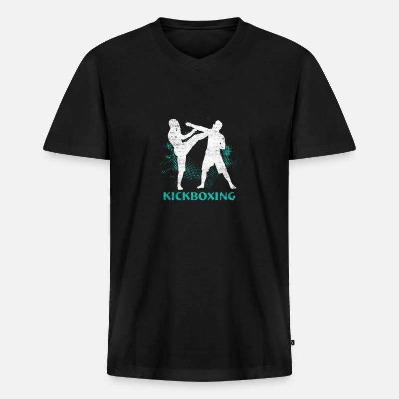 Kickboxen - Männer Premium Bio T-Shirt mit V-Ausschnitt - Schwarz