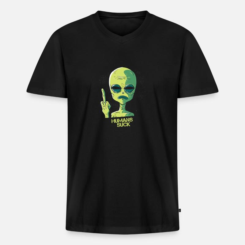 Humans Suck! - Männer Premium Bio T-Shirt mit V-Ausschnitt - Schwarz