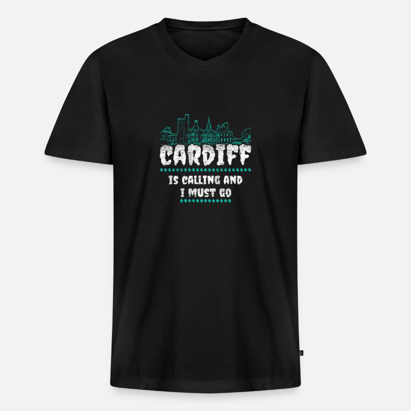 Cardiff - Männer Premium Bio T-Shirt mit V-Ausschnitt - Schwarz