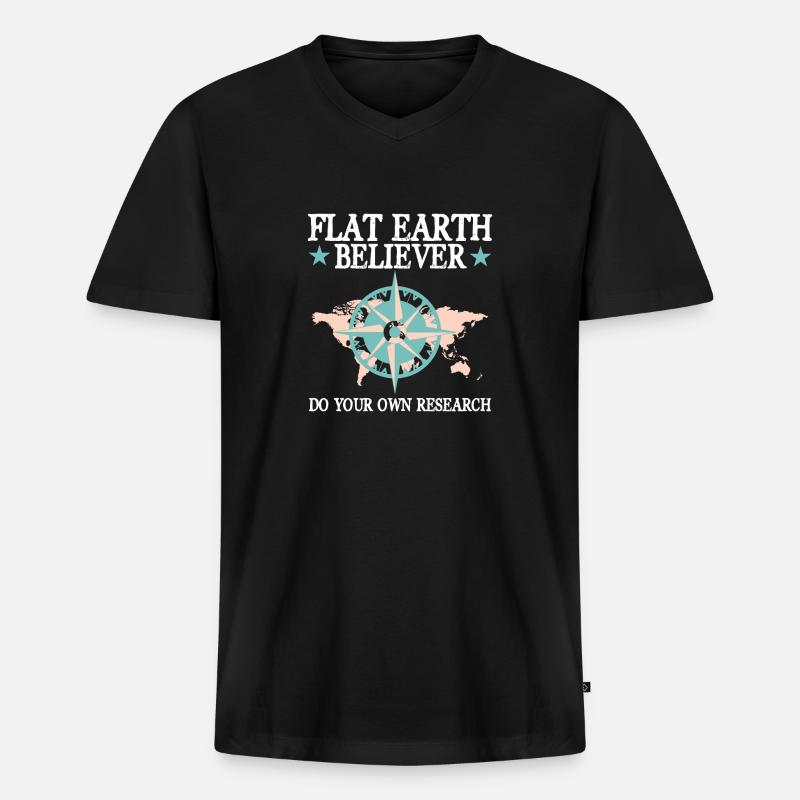 Flat Earth Flache Erde - Männer Premium Bio T-Shirt mit V-Ausschnitt - Schwarz