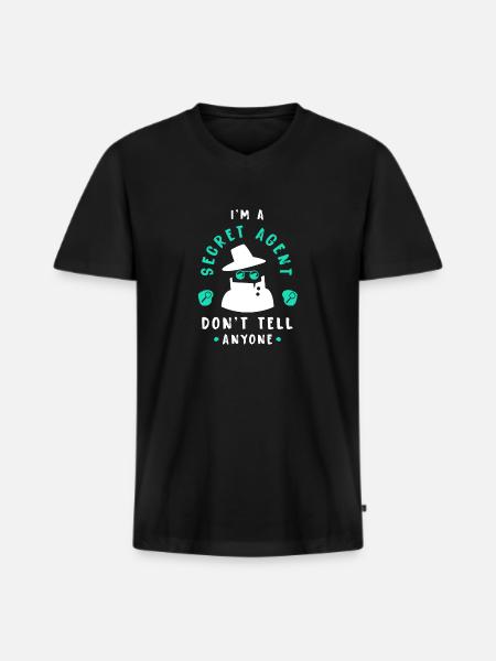 Geheimagent - Männer Premium Bio T-Shirt mit V-Ausschnitt - Schwarz