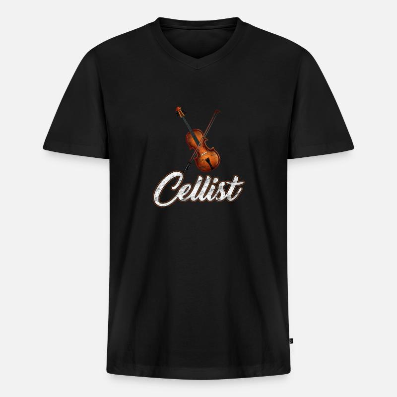 Cello - Männer Premium Bio T-Shirt mit V-Ausschnitt - Schwarz