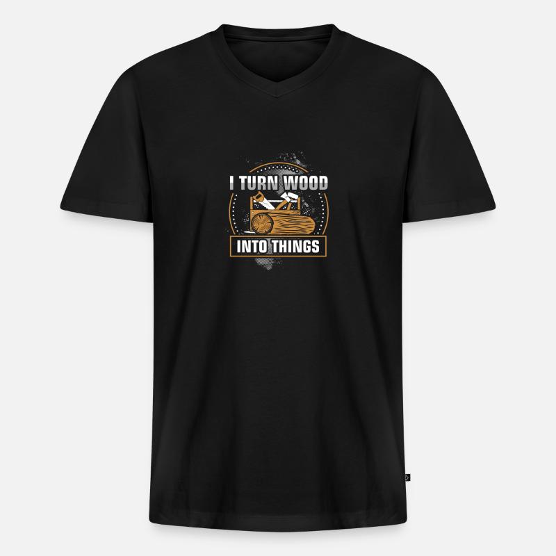 Menuisier menuisier menuisier - T-shirt encolure en V Premium bio Homme - noir