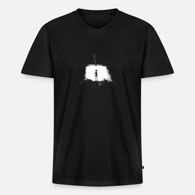 Cooles Alienshirt mit bedrohlichem Außerirdischen - Männer Premium Bio T-Shirt mit V-Ausschnitt - Schwarz