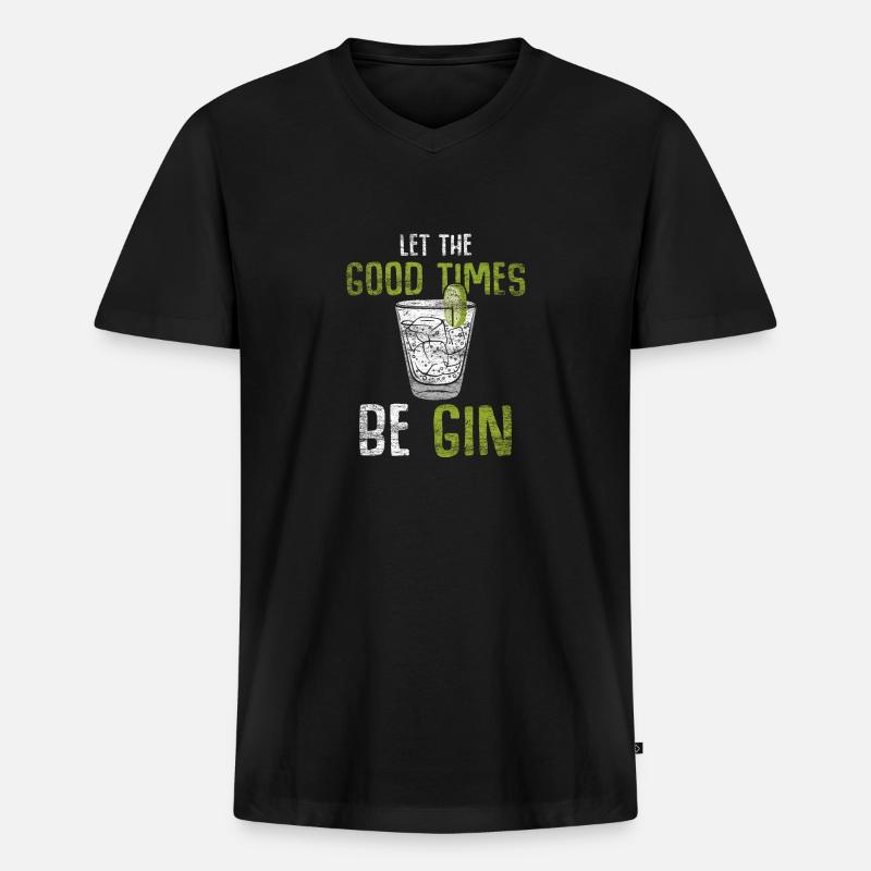 Gin - Männer Premium Bio T-Shirt mit V-Ausschnitt - Schwarz
