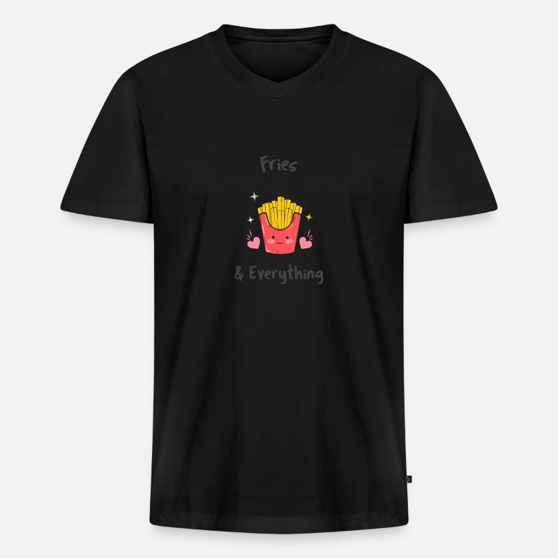 Fries & Everything - Männer Premium Bio T-Shirt mit V-Ausschnitt - Schwarz