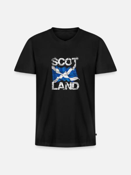 Écosse - T-shirt encolure en V Premium bio Homme - noir