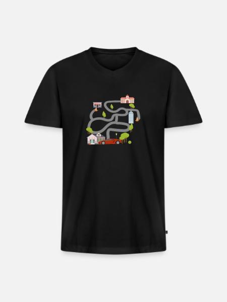 Maze Race Car Back Rub Play Mat graphic voor heren - Mannen Premium Bio T-shirt met V-hals - zwart