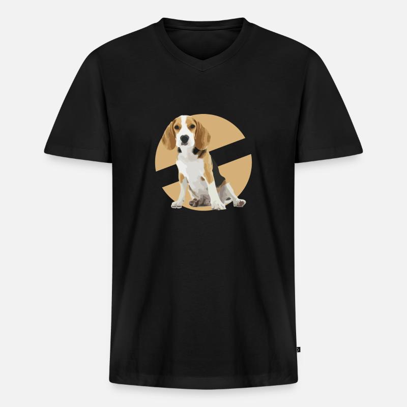 Beagle - Männer Premium Bio T-Shirt mit V-Ausschnitt - Schwarz