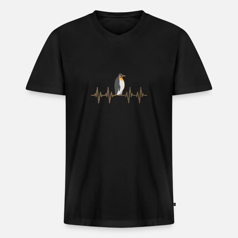 Pinguin - Männer Premium Bio T-Shirt mit V-Ausschnitt - Schwarz