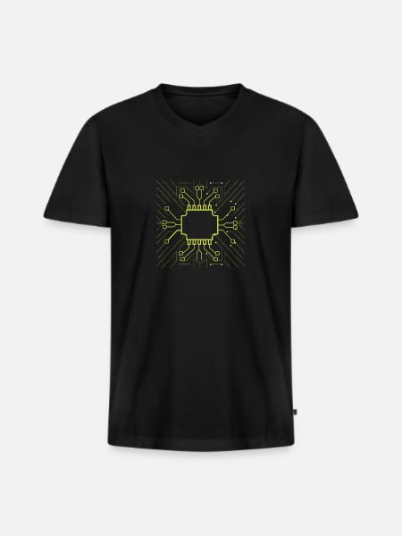 Informatiker Admin Hardware CPU - Männer Premium Bio T-Shirt mit V-Ausschnitt - Schwarz