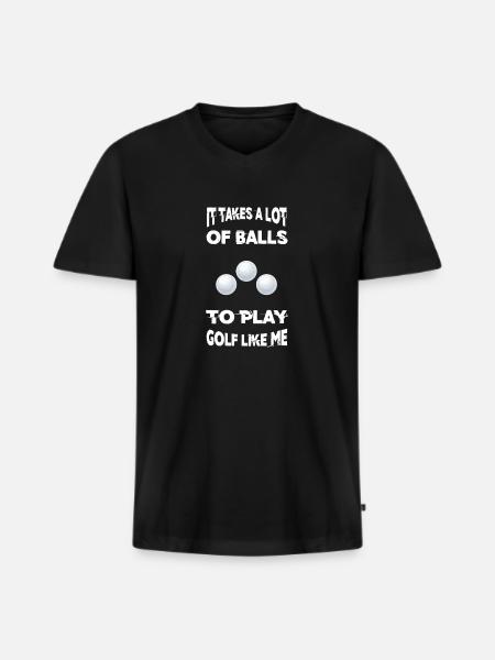 Golf Balls - Men's Premium Organic T-shirt with V-neck - black