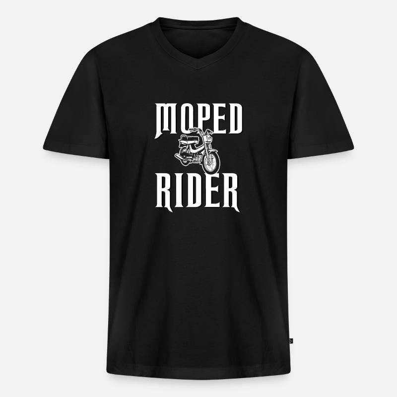 Moped Rider Mofa - Männer Premium Bio T-Shirt mit V-Ausschnitt - Schwarz