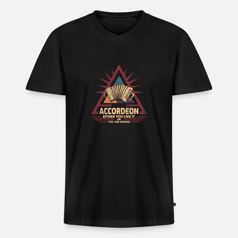 Accordeon - Männer Premium Bio T-Shirt mit V-Ausschnitt - Schwarz