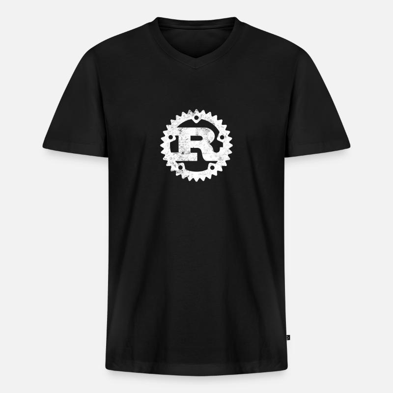 Rust Programming logo print distressed - Men's Premium Organic T-shirt with V-neck - black