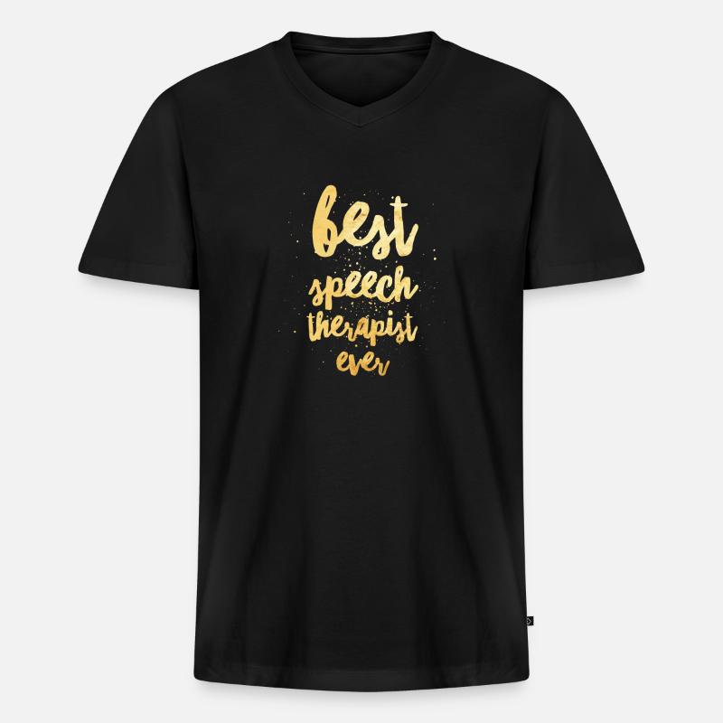 Bester Logopäde aller Zeiten - Männer Premium Bio T-Shirt mit V-Ausschnitt - Schwarz