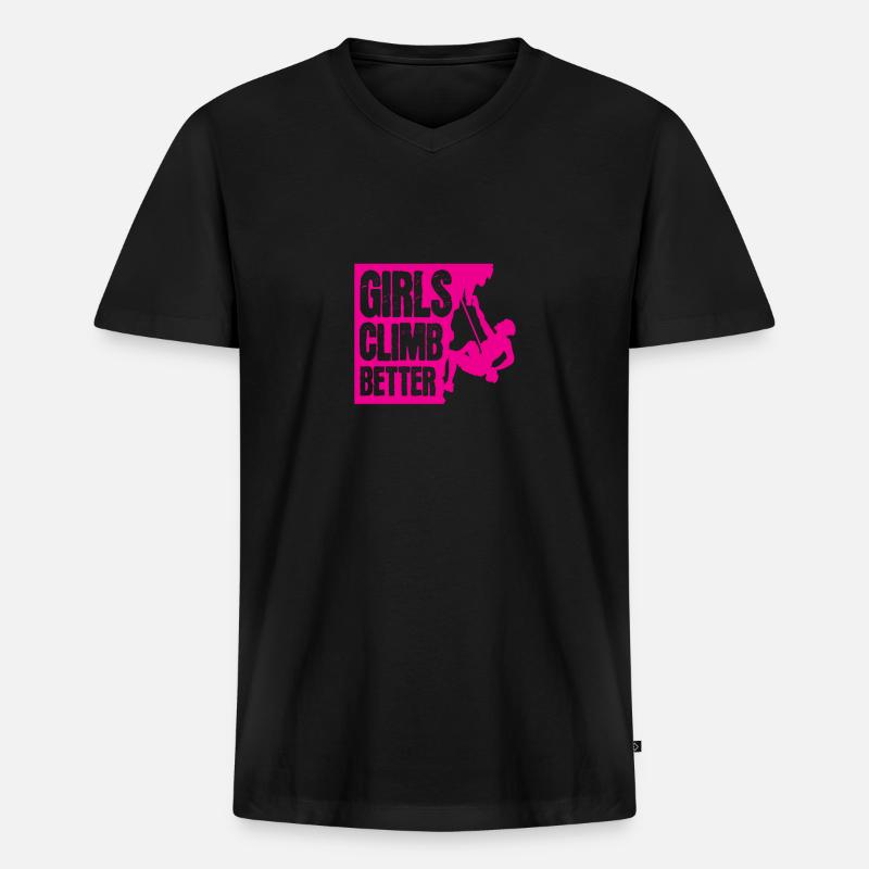 Mädchen Klettern Besser Logo - Männer Premium Bio T-Shirt mit V-Ausschnitt - Schwarz