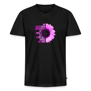 Strong est le seul choix contre le cancer du sein - T-shirt encolure en V Premium bio Homme - noir - Devant - Nico (187cm)