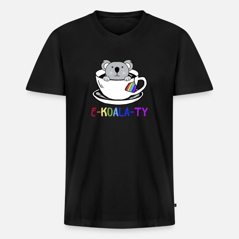 Regenbogen-Flaggen-Gay Pride-Koala-Geschenk-Design-Idee - Männer Premium Bio T-Shirt mit V-Ausschnitt - Schwarz
