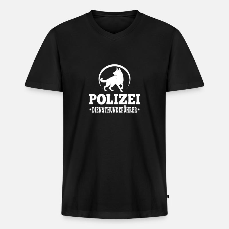 Polizei Diensthundeführer Geschenk - Männer Premium Bio T-Shirt mit V-Ausschnitt - Schwarz
