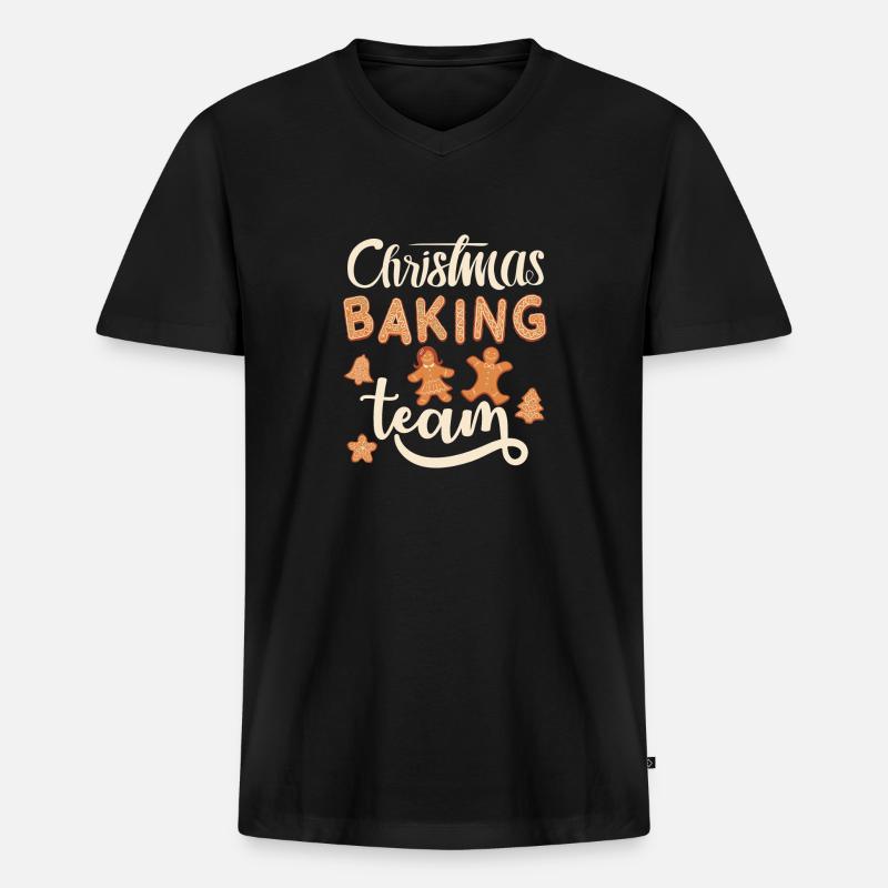 christmas baking team - Männer Premium Bio T-Shirt mit V-Ausschnitt - Schwarz