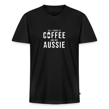 Australian Shepherd Gift Pup Australian Shepherd - Männer Premium Bio T-Shirt mit V-Ausschnitt - Schwarz - Vorne - Nico (187cm)