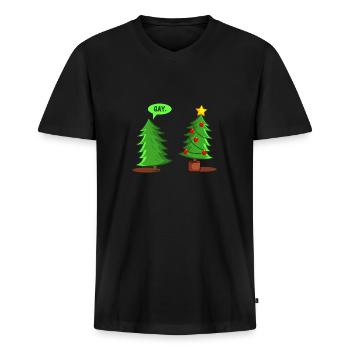 Sapin de Noël drôle - T-shirt encolure en V Premium bio Homme - noir - Devant - Nico (187cm)