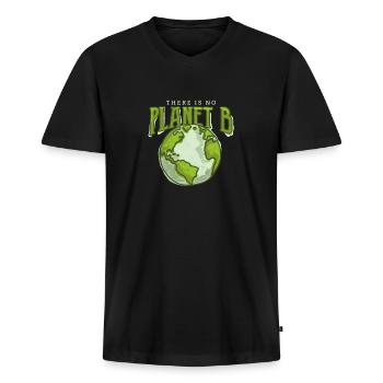There is no Planet B - Umweltschutz Klimaschutz - Männer Premium Bio T-Shirt mit V-Ausschnitt - Schwarz - Vorne - Nico (187cm)