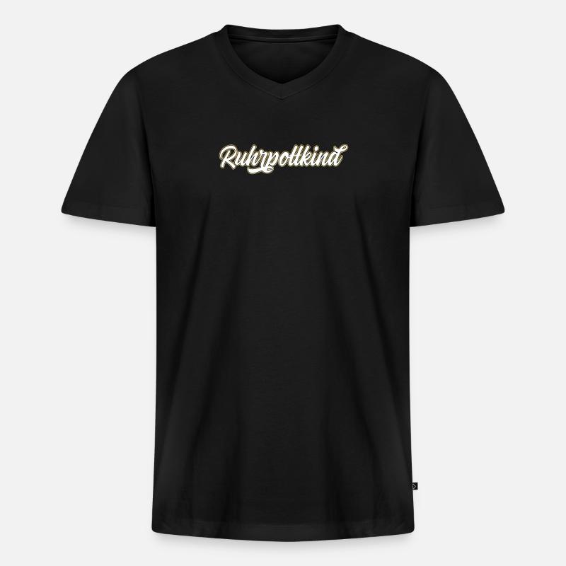 Ruhpottkind - Männer Premium Bio T-Shirt mit V-Ausschnitt - Schwarz