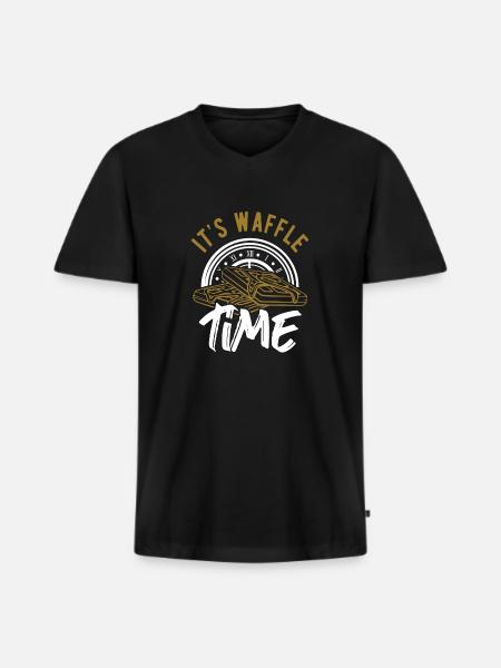 Waffle - Men's Premium Organic T-shirt with V-neck - black