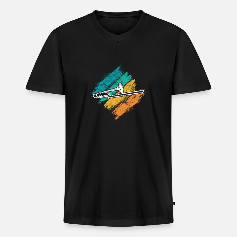 Posaune - Männer Premium Bio T-Shirt mit V-Ausschnitt - Schwarz