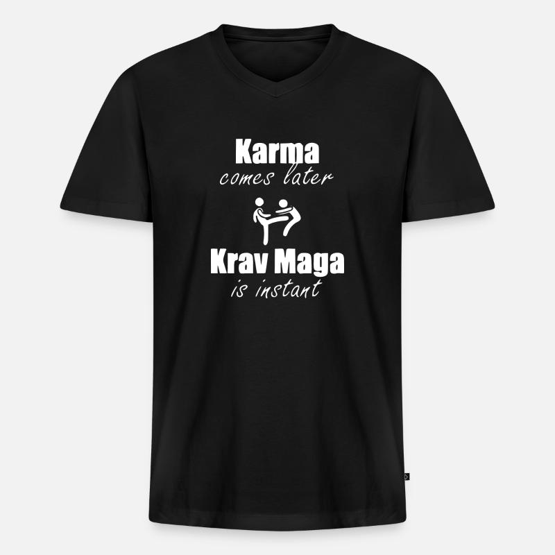 Karma Krav Maga - Männer Premium Bio T-Shirt mit V-Ausschnitt - Schwarz
