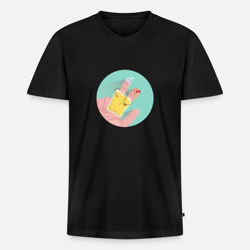 cutehands - Männer Premium Bio T-Shirt mit V-Ausschnitt - Schwarz
