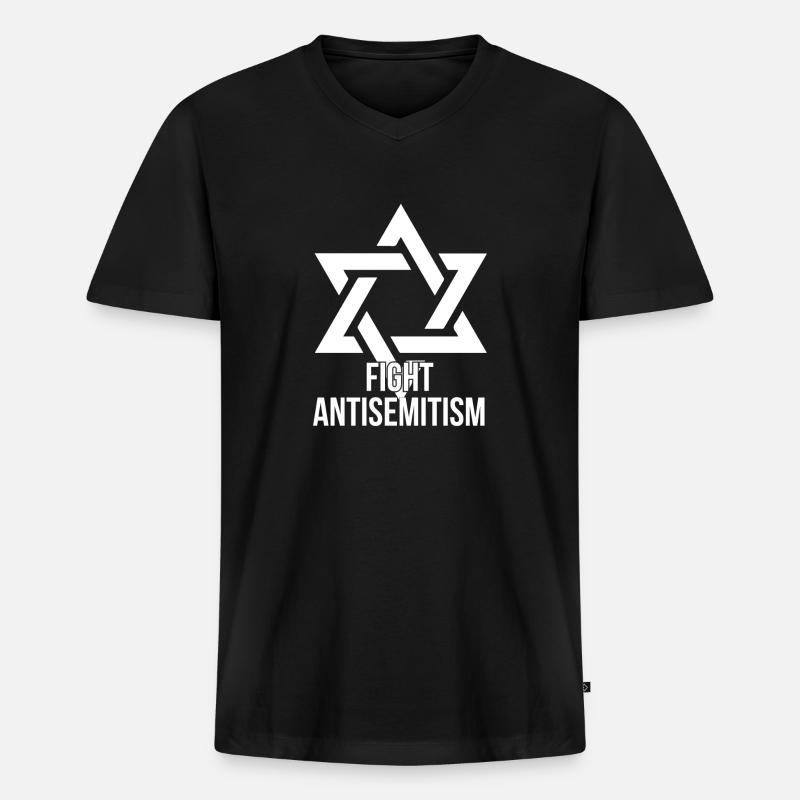 Antisemitismus bekämpfen - Männer Premium Bio T-Shirt mit V-Ausschnitt - Schwarz