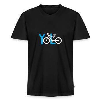 YOLO Fahrrad Logo - Männer Premium Bio T-Shirt mit V-Ausschnitt - Schwarz - Vorne - Nico (187cm)