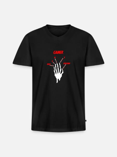 Gamer Gaming Zocker Daddeln Geschenkidee - Männer Premium Bio T-Shirt mit V-Ausschnitt - Schwarz