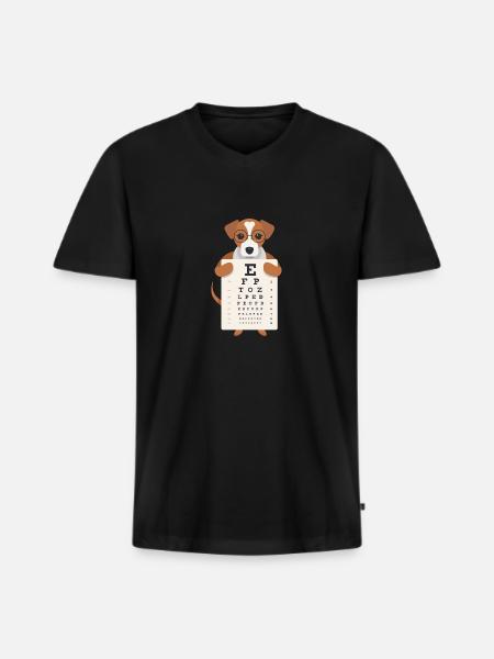 Kinder Sehtest Optiker Brille Buchstaben erkennen - Männer Premium Bio T-Shirt mit V-Ausschnitt - Schwarz