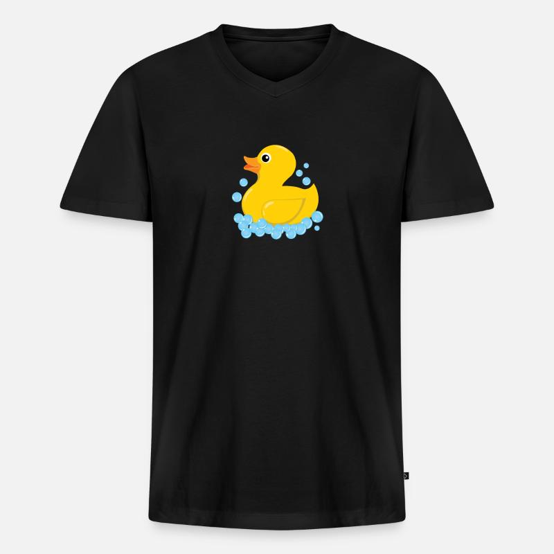 Quietscheentchen Gummiente - Männer Premium Bio T-Shirt mit V-Ausschnitt - Schwarz