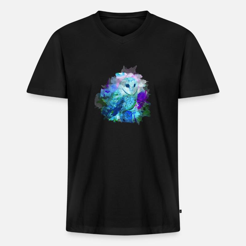 Eule - Männer Premium Bio T-Shirt mit V-Ausschnitt - Schwarz