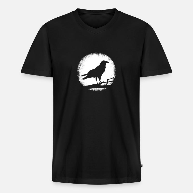 Krähe Schwarzer Rabe Vogel Geschenk - Männer Premium Bio T-Shirt mit V-Ausschnitt - Schwarz