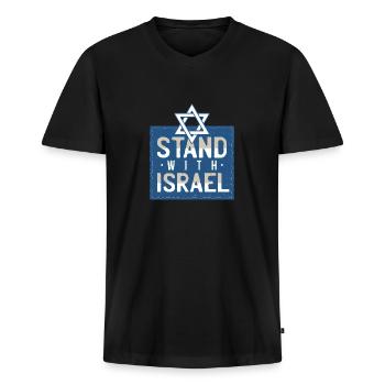 Solidarity with Israel - Men's Premium Organic T-shirt with V-neck - black - Front - Nico (187cm)