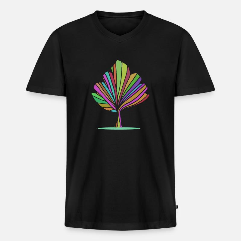 Baum in Regenbogenfarben - Männer Premium Bio T-Shirt mit V-Ausschnitt - Schwarz