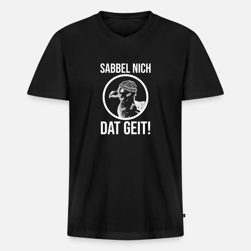 Sabbel nich dat geit Möwe - Männer Premium Bio T-Shirt mit V-Ausschnitt - Schwarz