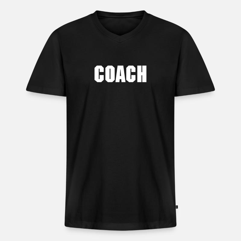 TRAINER - Männer Premium Bio T-Shirt mit V-Ausschnitt - Schwarz