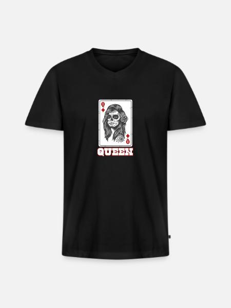 Queen Card Caro - Men's Premium Organic T-shirt with V-neck - black