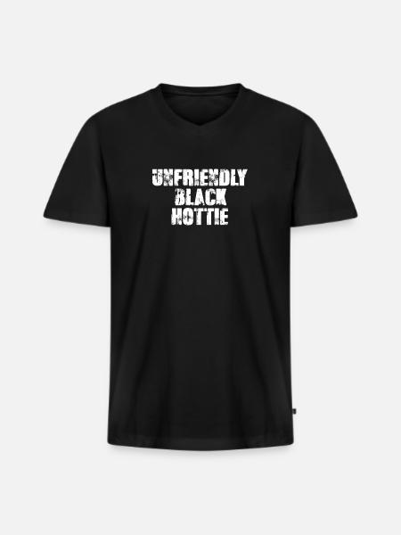 Unfriendly black hottie - Men's Premium Organic T-shirt with V-neck - black