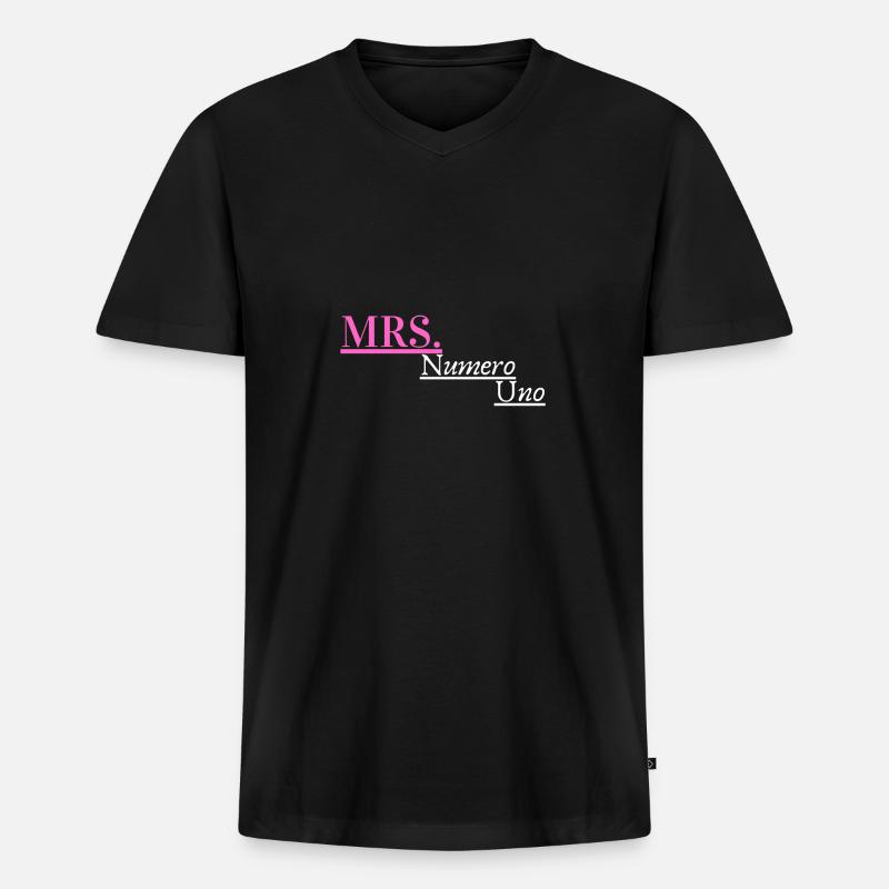 Frau Numero Uno - Männer Premium Bio T-Shirt mit V-Ausschnitt - Schwarz