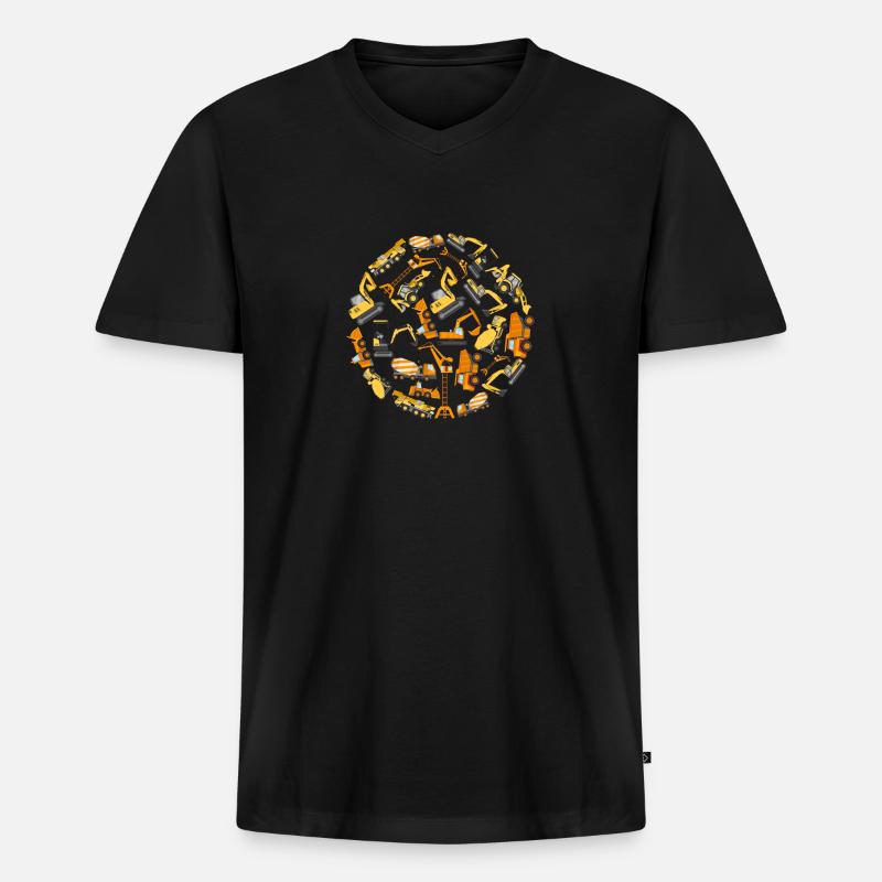 Construction Excavator Builders - Männer Premium Bio T-Shirt mit V-Ausschnitt - Schwarz