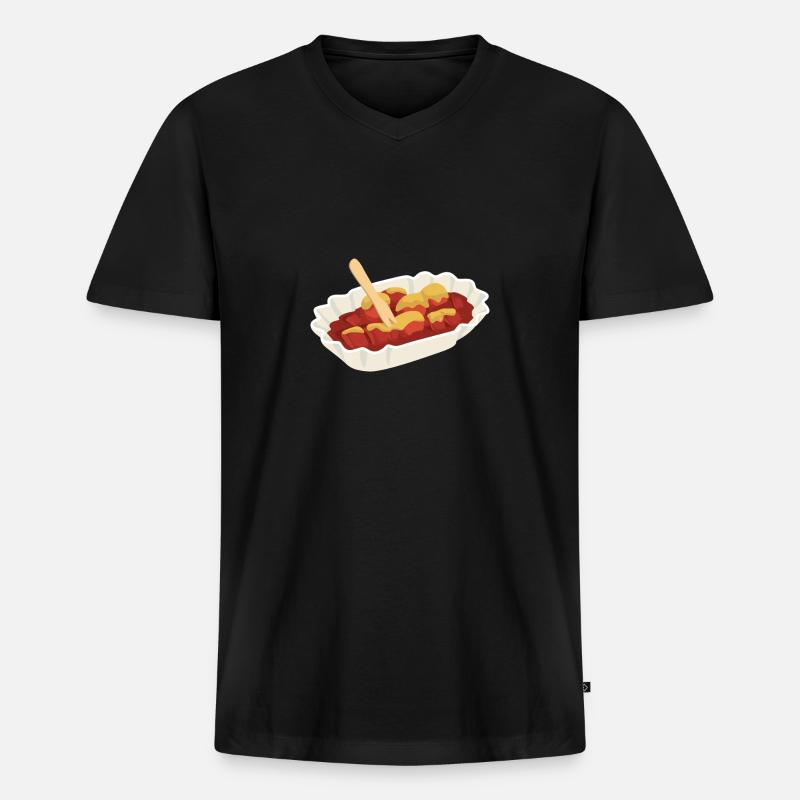 Currywurst - Männer Premium Bio T-Shirt mit V-Ausschnitt - Schwarz