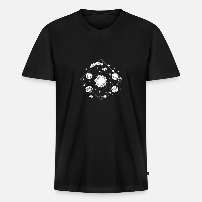Tattoo Planeten - Männer Premium Bio T-Shirt mit V-Ausschnitt - Schwarz